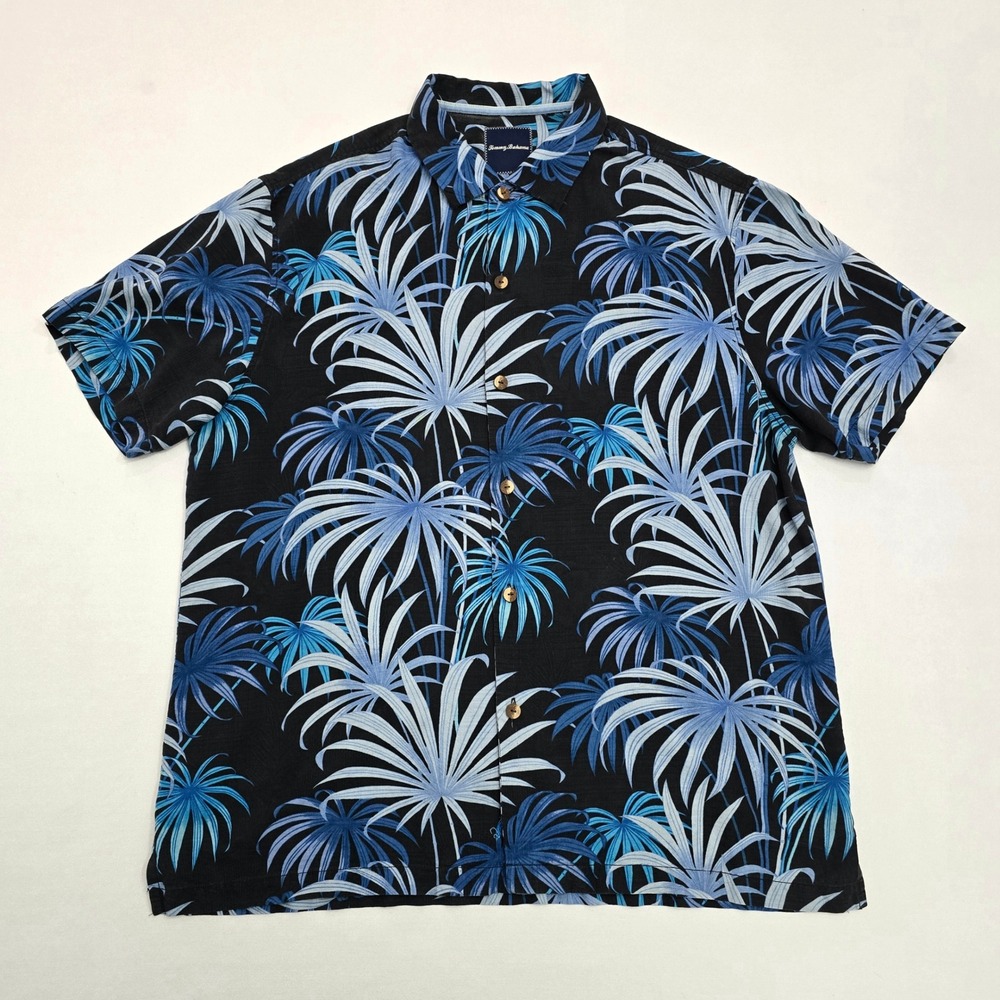 Tommy Bahama Firework Palm Mens XL 100% Silk Short Sleeve Camp Button Down Shirt